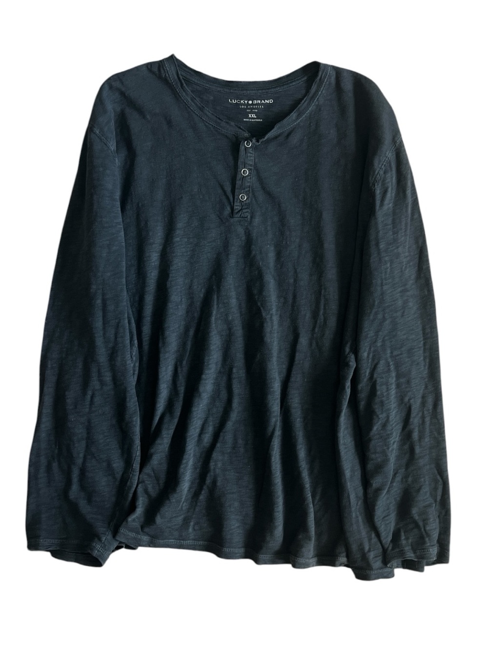 Lucky Brand Men's Long-Sleeve Henley Shirt - Black Size XXL